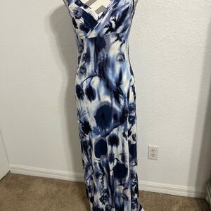 INC International Concepts Maxi Dress Women's S Multicolor Blue Sleeveless # 480